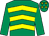 Emerald green & yellow chevrons, emerald green sleeves, yellow stars on cap (S McManus)