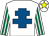 White, royal blue cross of lorraine, white & emerald green striped sleeves, white cap, yellow star (Roc Racing Syndicate)