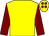 Yellow, maroon sleeves, yellow cap, maroon spots (J M Foley)