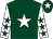 Dark green, white star, white sleeves, dark green stars, dark green cap, white star (John Dear)