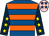 Royal blue, orange hoops, dark blue sleeves, yellow stars, pink cap, royal blue stars (Spring Cottage Syndicate)
