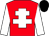 Red, white cross of lorraine and sleeves, black cap (Mrs Ann Fortune)