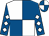 White and royal blue (quartered), royal blue sleeves, white diamonds, quartered cap (Blue Blood Syndications & W B B)
