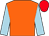Orange, light blue sleeves, red cap (Mrs E J Dun)