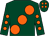 Dark green, large orange spots, orange spots on sleeves, dark green cap, orange spots (A Maxwell)