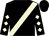 Black, beige sash, beige diamonds on sleeves, black cap (Raymond Crane)
