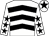 White & black chevrons, white sleeves, black stars, white cap, black star (Mrs B Queally)