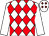 White & red diamonds, white sleeves, white cap, maroon diamonds (Stephen Curran)