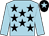 Light blue, black stars, light blue sleeves, black cap, light blue star (Duckworth Jordan Wright Cw Dellar Doel)