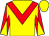 Yellow, red chevron, red and yellow diabolo on sleeves (Mr James Latham)