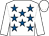 White, royal blue stars, white sleeves and cap (Mr P A Peter)