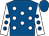 Royal blue, white spots, white sleeves, royal blue spots and cap (Air-water Treatments Ltd)