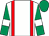 WHITE, RED braces, EMERALD GREEN sleeves, WHITE armlets, EMERALD GREEN cap (M Hammond & P T Midgley)