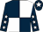 Dark blue and white (quartered), dark blue sleeves, white stars, dark blue cap, white star (Walter & Geraldine Paine)