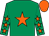 Emerald green, orange star, emerald green sleeves, orange stars and cap (R A Scott)