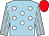Light blue, white spots, striped sleeves, red cap (Mr K Alexander)