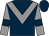 Dark blue, grey chevron, grey sleeves, dark blue armlets (Beswick Brothers Bloodstock Partnershi)