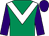 Emerald green, white chevron, purple sleeves and cap (Mr C Philipps Mr T Redman & Mr T Trott)