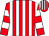 Red & white stripes, hooped sleeves, striped cap (Goat Racing Syndicate)