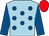 LIGHT BLUE, ROYAL BLUE spots and sleeves, RED cap (Mr M Scott)
