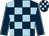 Dark blue & light blue check, light blue seams on sleeves, check cap (David Daly & D Battersby & Gerard Shevlin)