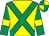 Yellow, emerald green cross belts, emerald green sleeves, yellow armlets, quartered cap (Mr S A Richards And Louise Kemble)