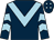 Dark blue, light blue chevron, light blue chevrons on sleeves, dark blue cap, light blue diamonds (Mrs A Vaughan)