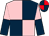 Dark blue & pink quartered, halved sleeves, red & dark blue quartered cap (Neil Tector)