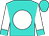 Turquoise, white disc, turquoise cuffs on white sleeves (Jordan Baumann)