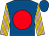Royal blue, red disc, pink stripes on gold sleeves (Bobby Cox)