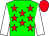 Green, red stars, white sleeves, red cap (Mr K P & Mrs N M Backos & Messrs Late S F G Habib,)