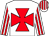 White, red maltese cross, striped sleeves and cap (Mr M F de Kock)