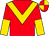 Red, gold chevron, halved sleeves, quartered cap (Mr & Mrs C R Stonebridge, Mr M D & Mrs D A Sham)