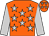 Orange, silver stars and sleeves, orange cap, silver stars (Mr W J Coates)