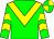 Green, yellow chevron, green sleeves, yellow chevrons, quartered cap (Mr J E Finlayson)