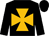 Black, old gold maltese cross, black sleeves and cap (Messrs G M Alexander & Dean Alexander)