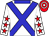 White, blue cross belts, blue collar, red stars on white sleeves, red and white hooped cap (Breaking In Syndicate (nom: Mr P Mariemuthoo) (mr)