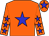 Orange, blue star, orange sleeves, blue stars, orange cap, blue star (Dreamstar Racing (nom: Mrs S M Binda))