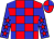 Red and blue blocks, red stars on blue sleeves, red and blue quartered cap (L And M Stable)