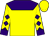 Yellow, purple yoke, yellow sleeves, purple diamonds, purple cuffs (Y-Lo Racing Stables LLC)