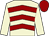 Beige, burgundy chevrons, burgundy hoop on sleeves, burgundy cap (John Allen)