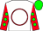 White, red circle, red sleeves, green dots, green cap (La Dolce Vita Stables, Marjac Pino Stable And Pino, Stephen)