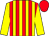 Yellow, red stripes, yellow sleeves, red cap (Omg Stables, Llc)
