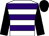 White, purple hoops, black sleeves, black cap (Lions N Horses Stable)