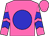 Hot pink, blue ball, blue chevrons on sleeves, hot pink cap (Edward Short)