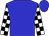 Blue, white circle 'm' on back, black and white checked sleeves (Steve Moger)