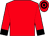 Red, black cuffs, red and black hooped cap (Irvin Racing Stable)