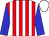 Red, white stripes, blue sleeves, white cap (Daniel Franko)