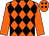 Orange and black diamonds, black circle 'wh' on back, orange sleeves (Hedrick, Judy And William L)