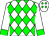 White, green diamonds, green cuffs on sleeves (Shelley Goodnight)